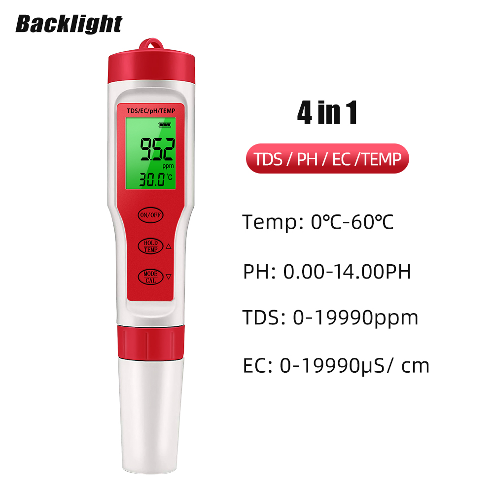 4 IN 1 TDS PH メーター PH/TDS/EC/温 - Ph Meter Digital Water Tester のレビューと価格